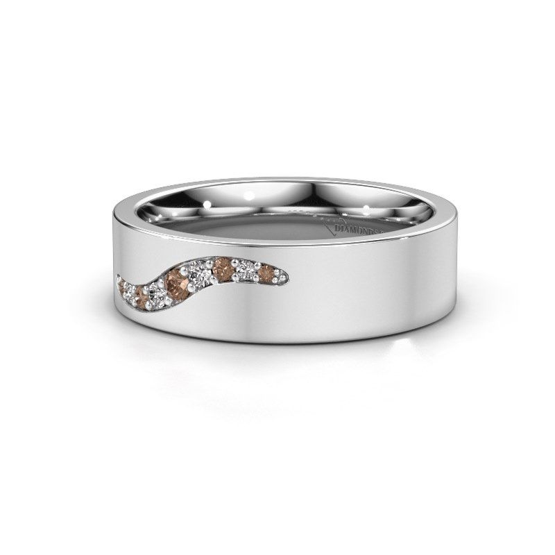 Image of Wedding ring WH2053L16BP<br/>585 white gold ±6x2 mm<br/>Brown diamond