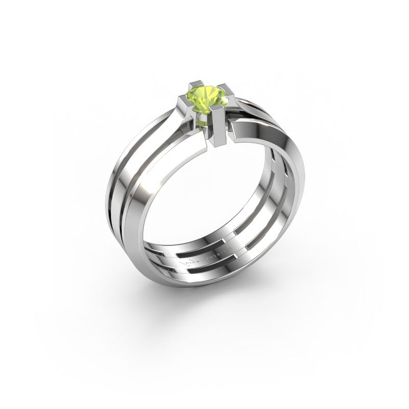 Bague pour homme Sem 950 platine péridot 4.7 mm