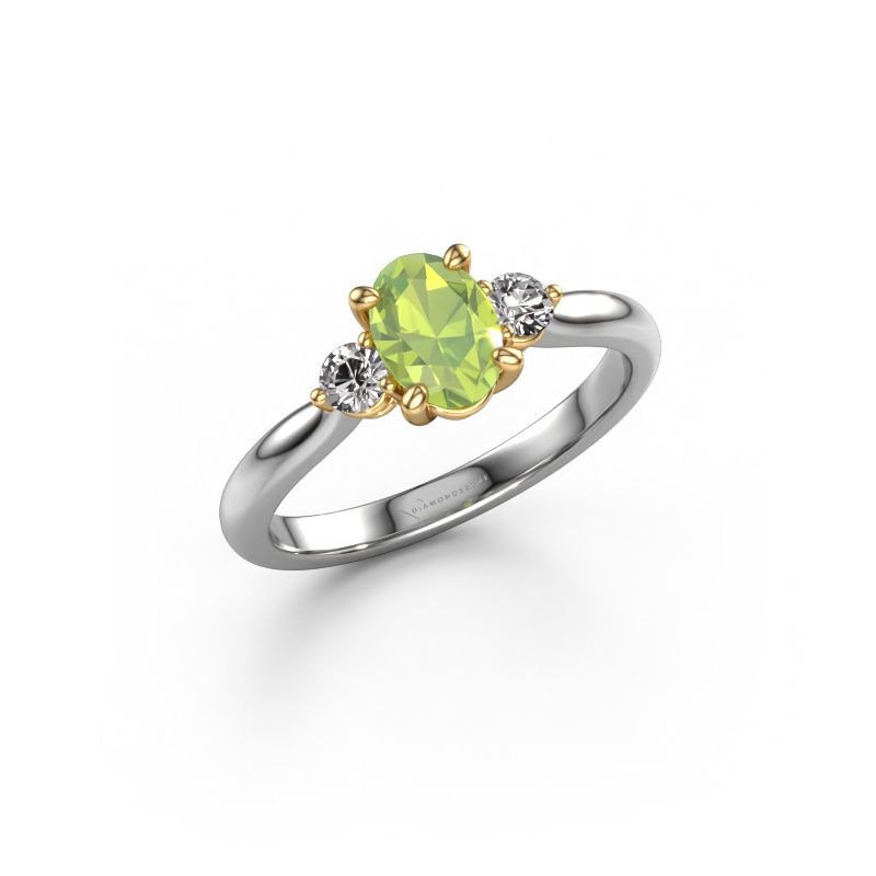 Verlobungsring Lieselot OVL 585 Weißgold Peridot 7x5 mm