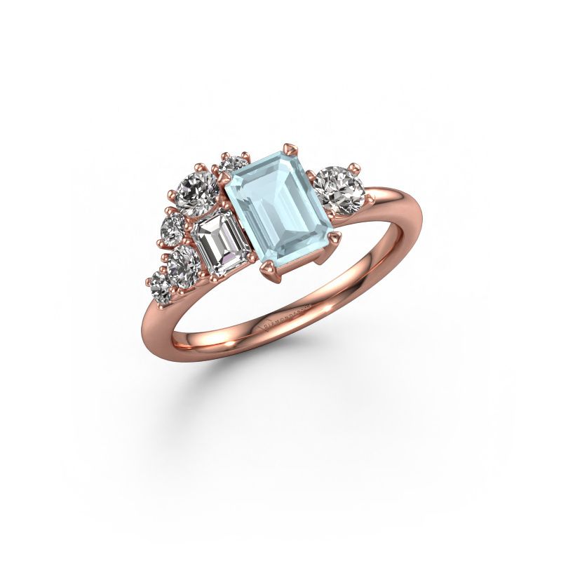Ring Sabina 585 rose gold aquamarine 7x5 mm