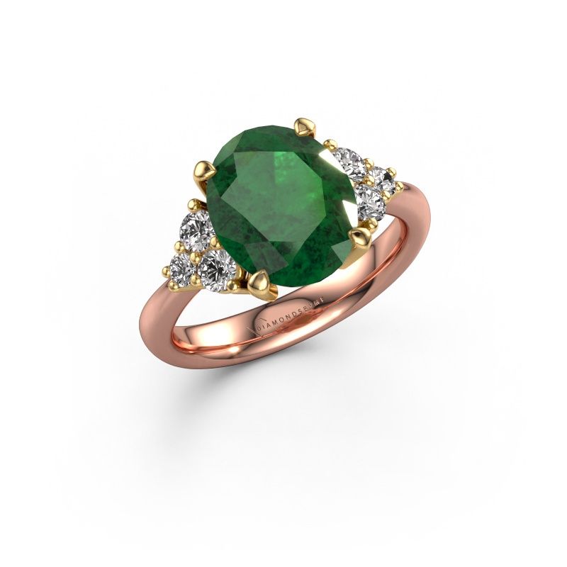 Verlobungsring Aleida OVL 1 585 Roségold Smaragd 9x7 mm