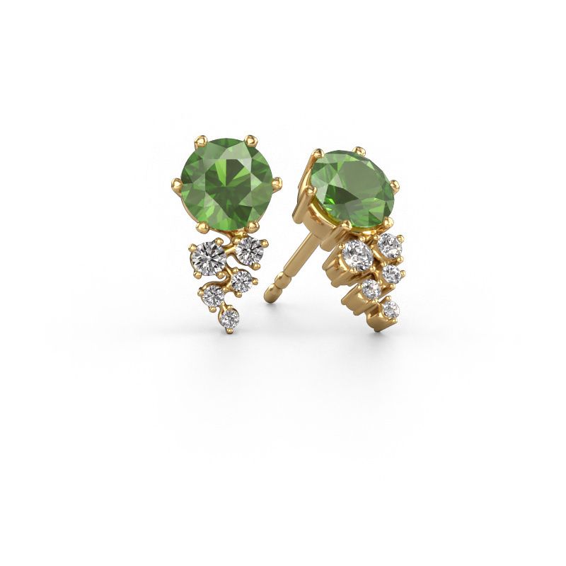 Boucles d'oreilles Royce 585 or jaune vert tourmaline 6 mm