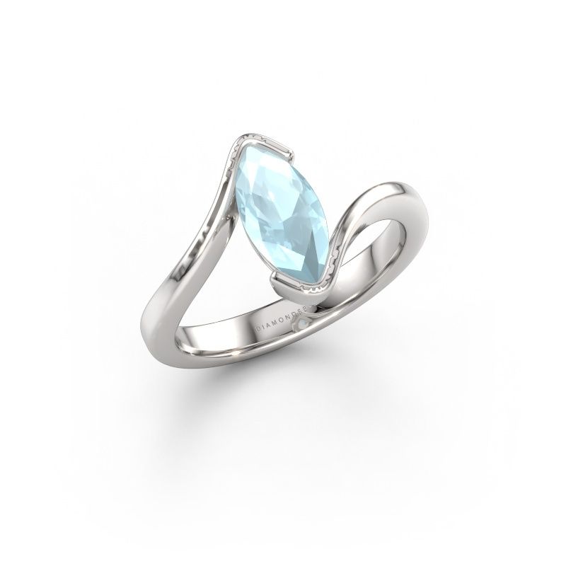 Engagement ring Eve 585 white gold aquamarine 10x5 mm