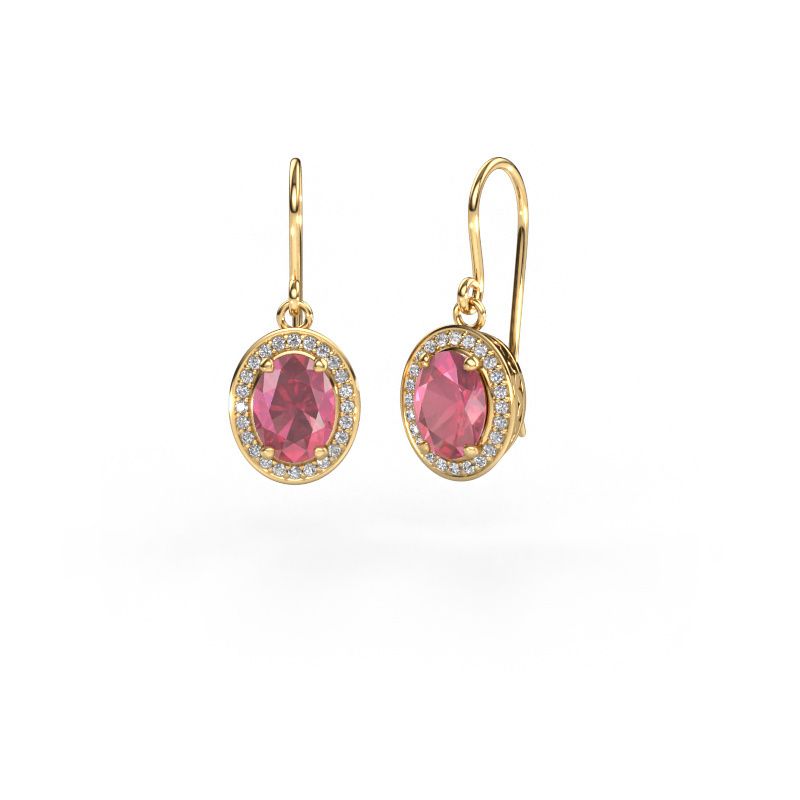 Drop earrings Latesha 585 gold tourmaline pink 7x5 mm