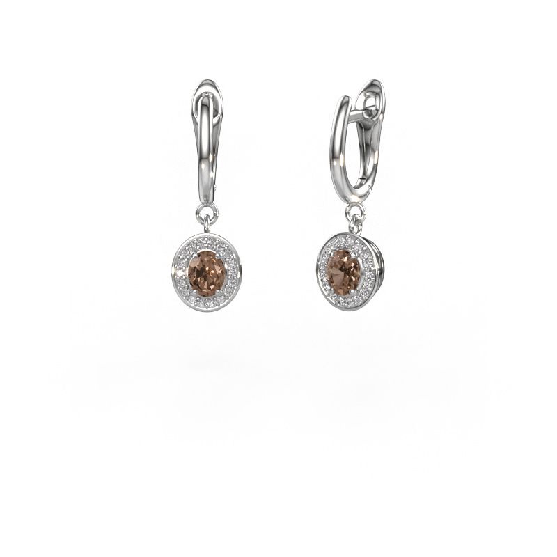 Oorhangers Nakita 585 witgoud bruine diamant 0.880 crt