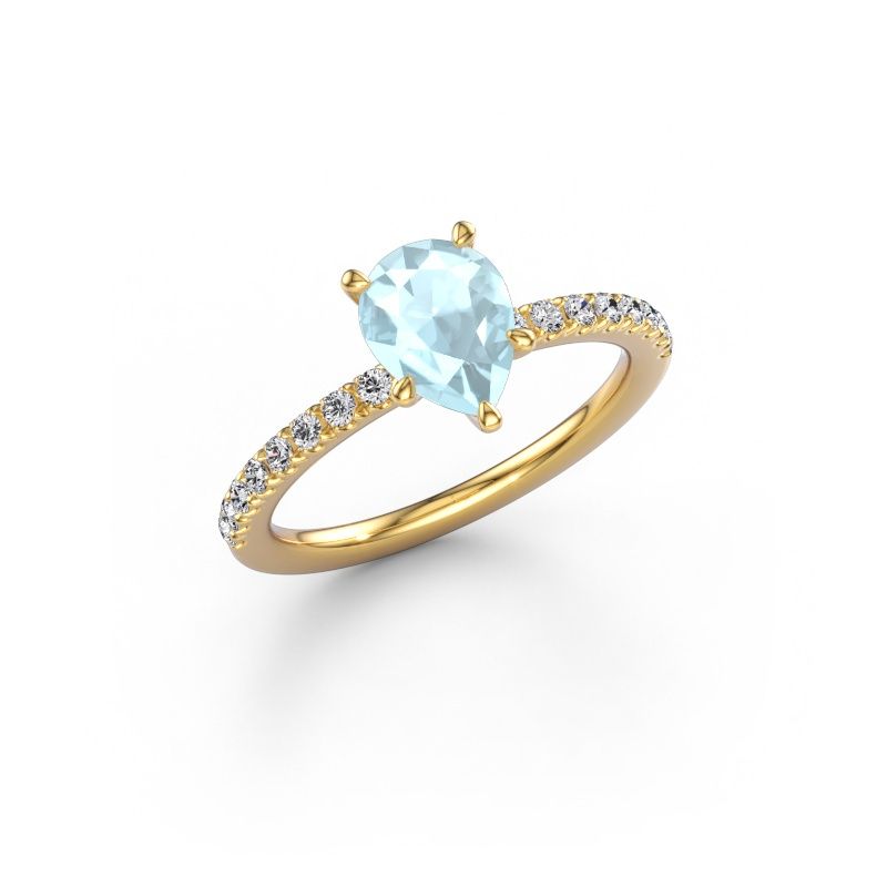 Engagement ring Crystal PER 2 585 gold aquamarine 8x6 mm