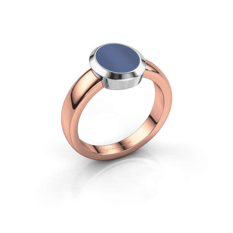 Afbeelding van Pinkring Oscar 1<br/>585 rosé goud<br/>Blauw lagensteen 10x8 mm