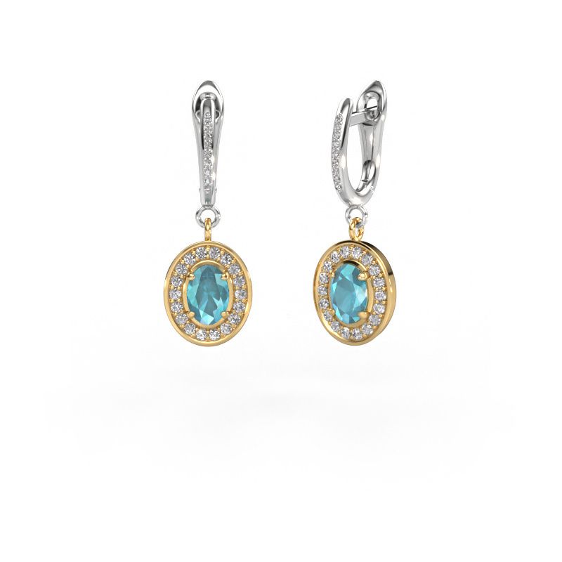 Pendants d'oreilles Layne 2 585 or jaune topaze bleue 7x5 mm