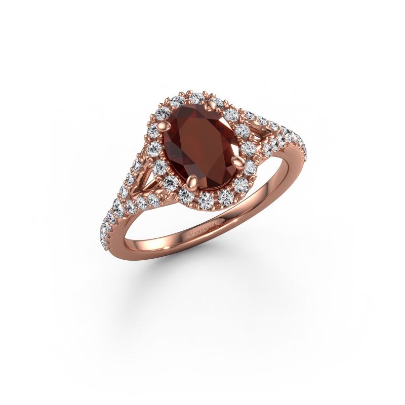 Engagement ring Kimber OVL 585 rose gold garnet 8x6 mm