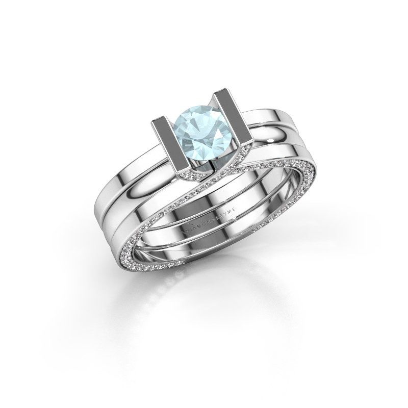 Image de Bague de fiançailles kenisha<br/>950 platine<br/>Aigue-marine 5 mm