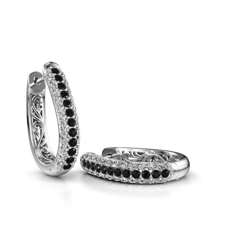 Image of Hoop earrings Danika 12.5 A 950 platinum black diamond 1.536 crt
