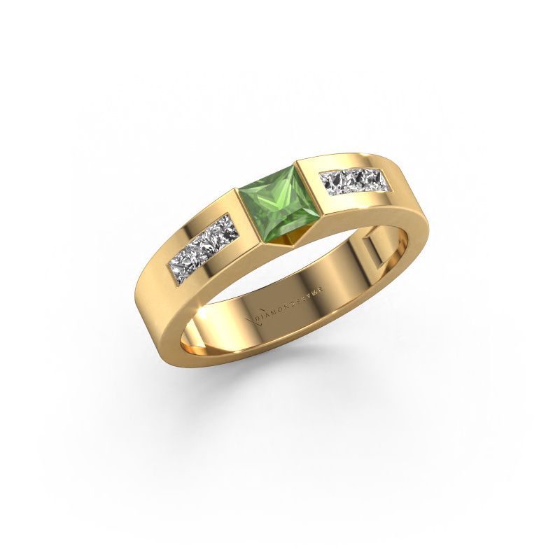 Bague de fiançailles Arlena 2 585 or jaune vert tourmaline 4 mm