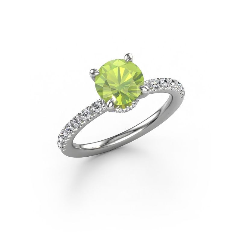 Engagement ring Crystal rnd 4 EXPRESS 950 platinum peridot 7 mm