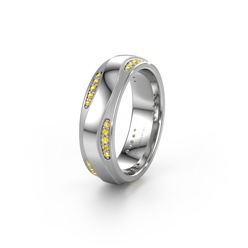 Trouwring WH2062L26BM 950 platina gele saffier ±6x2 mm