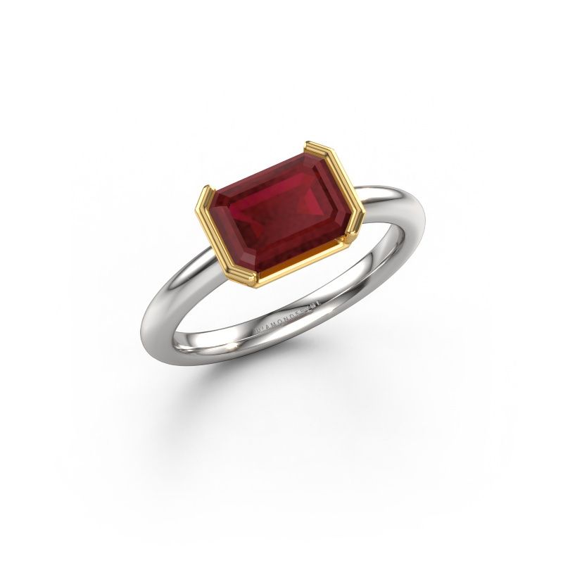 Engagement ring Tayler EME 585 white gold ruby 8x6 mm