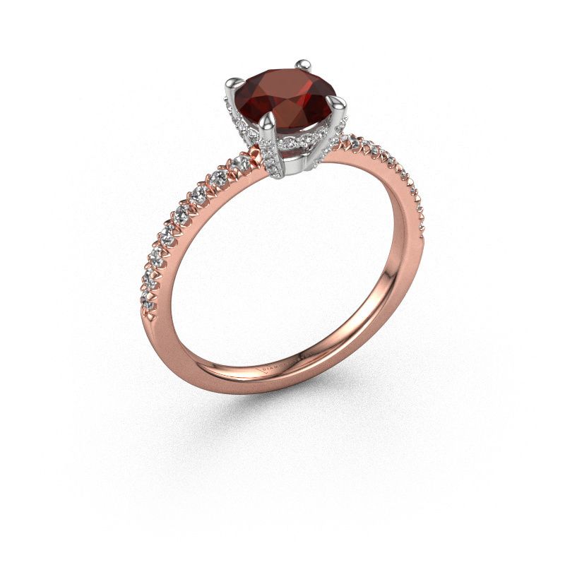 Verlobungsring Saskia rnd 1 585 Roségold Granat 6.5 mm