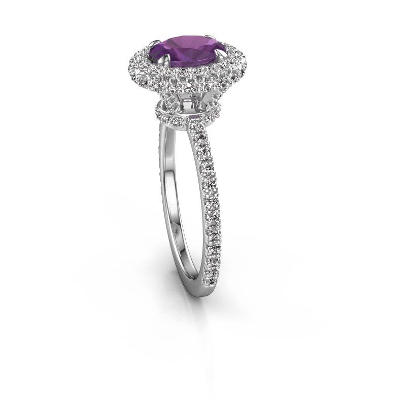 Image of Engagement ring Talitha OVL 585 white gold amethyst 7x5 mm