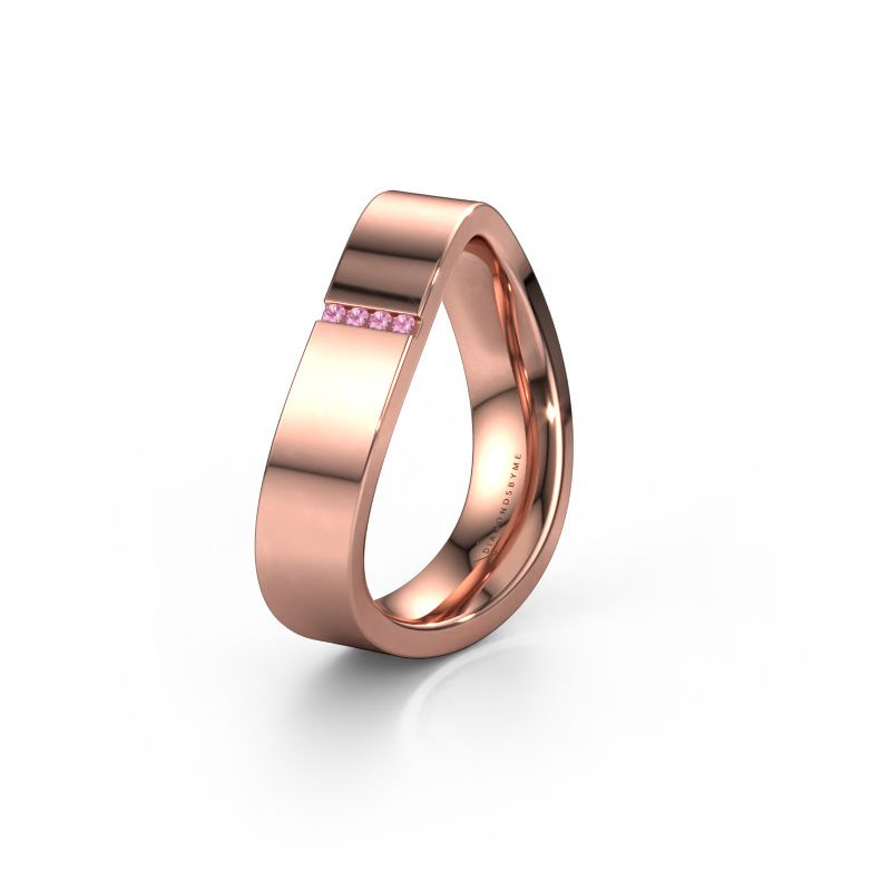 Trouwring WH2046LP 585 rosé goud roze saffier ±5x2.2 mm