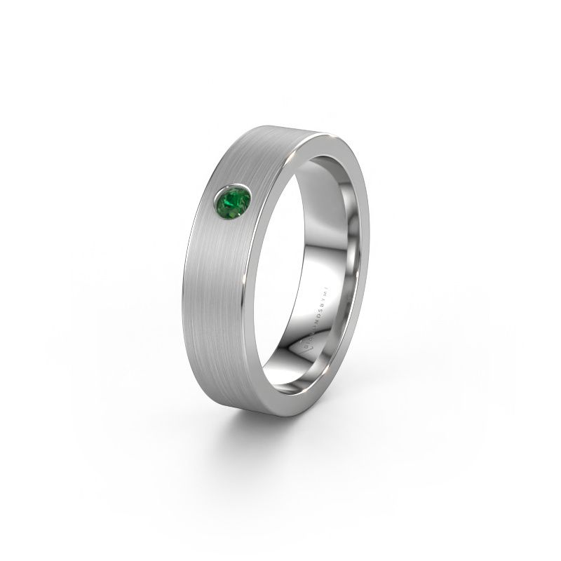 Trauring WH0101L15BM 585 Weißgold Smaragd ±5x2 mm