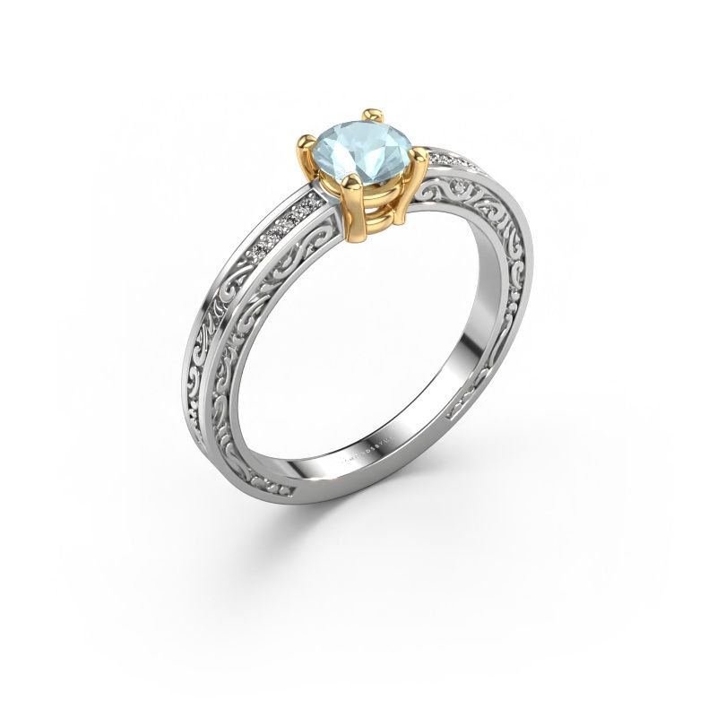 Verlobungsring Claudette 2 585 Weißgold Aquamarin 5 mm