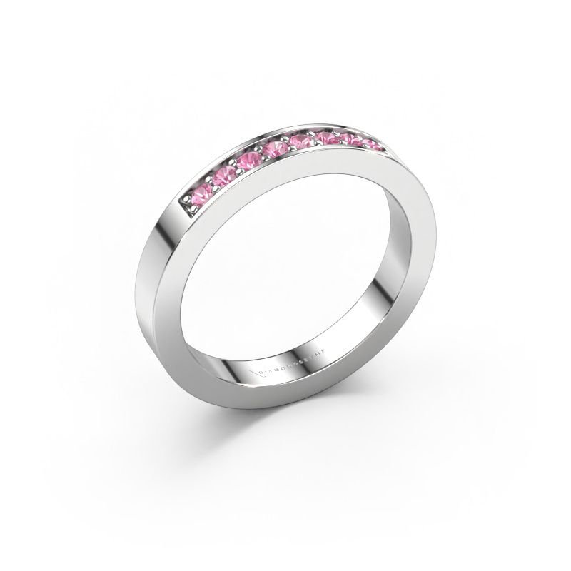 Stackable ring Loes 5 950 platinum pink sapphire 1.7 mm