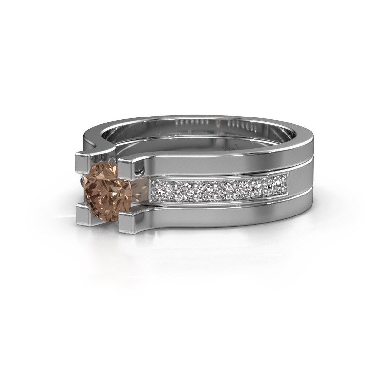 Afbeelding van Verlovingsring Myrthe 950 platina bruine diamant 0.668 crt