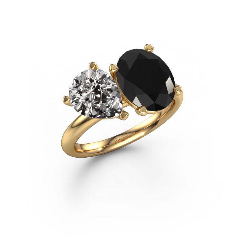 Engagement ring Toi et Moi OVL-PER 585 gold black diamond 2.05 crt