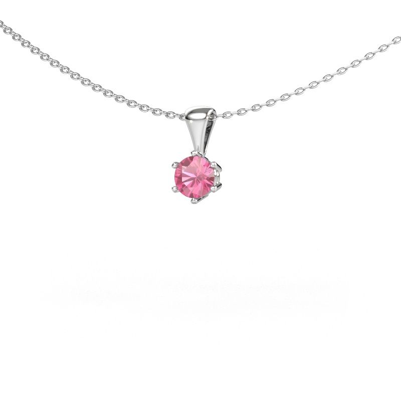 Ketting Fay 585 witgoud roze saffier 4.7 mm