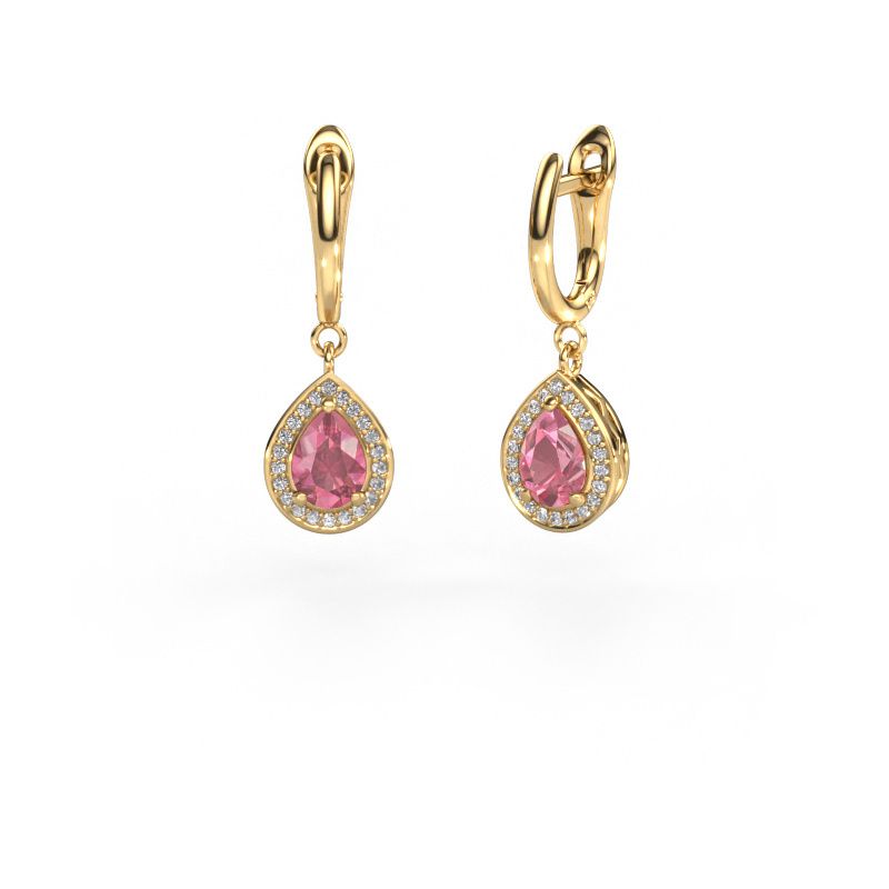 Drop earrings Ginger 1 585 gold tourmaline pink 7x5 mm