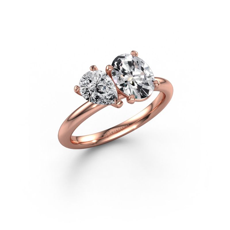 Engagement ring Toi et Moi OVL-PER 585 rose gold lab grown diamond 1.75 crt