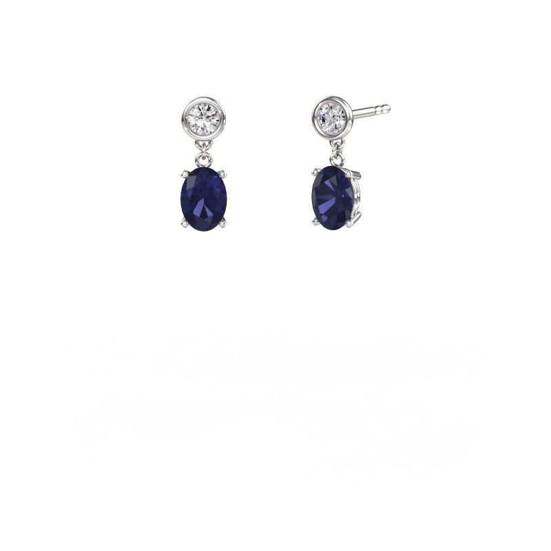 Pendants d'oreilles Lacey OVL 585 or blanc saphir 7x5 mm