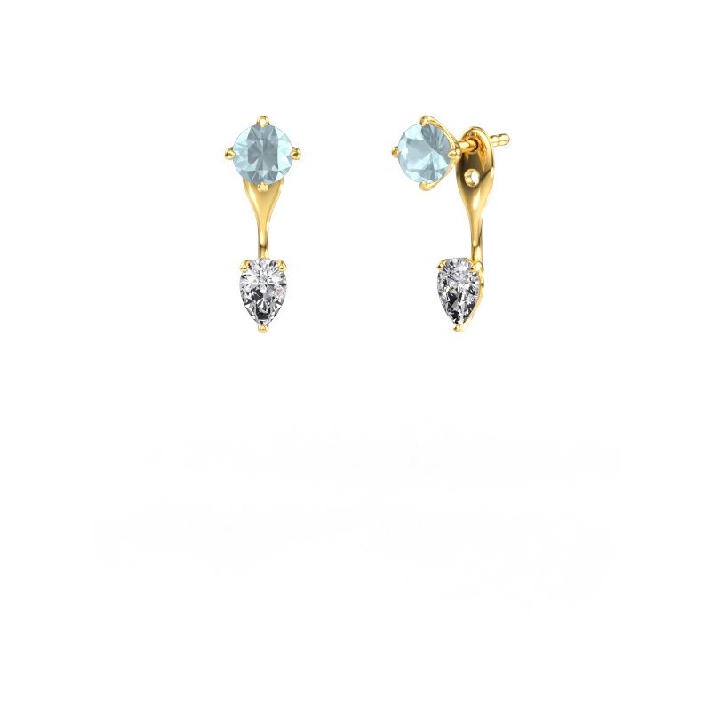 Drop earrings Kate RND-PER 585 gold aquamarine 5 mm