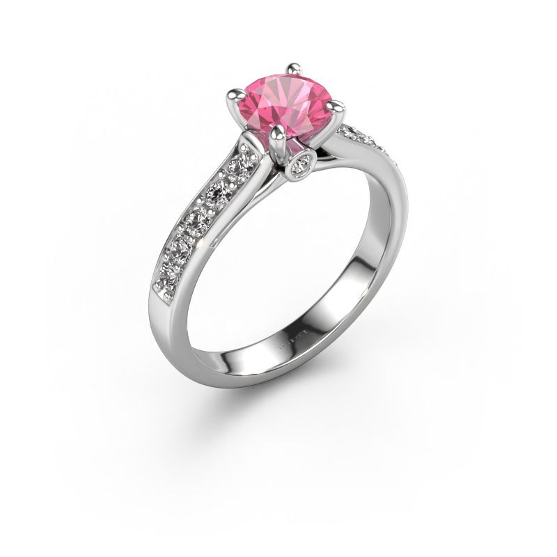 Bague de fiançailles Valorie RND 2 950 platine saphir rose 6.5 mm