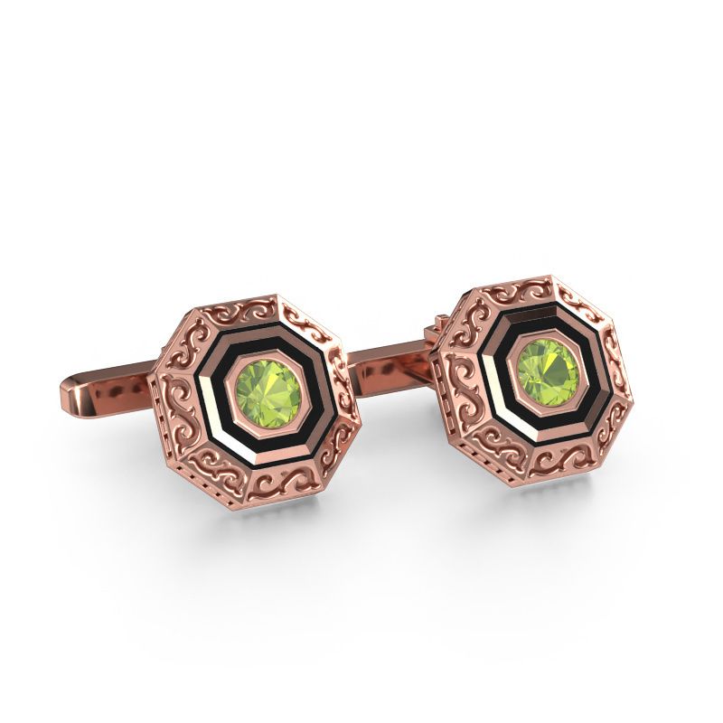 Boutons de manchettes Dion 585 or rose péridot 5 mm