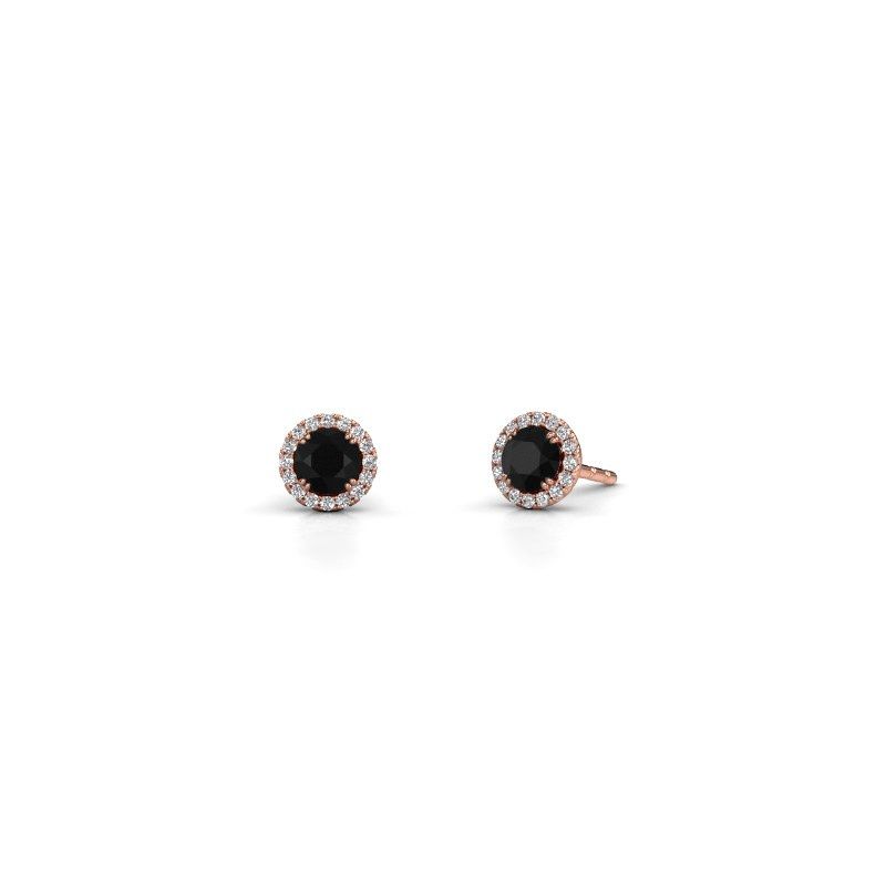 Image of Earrings seline rnd<br/>585 rose gold<br/>Black diamond 0.74 crt
