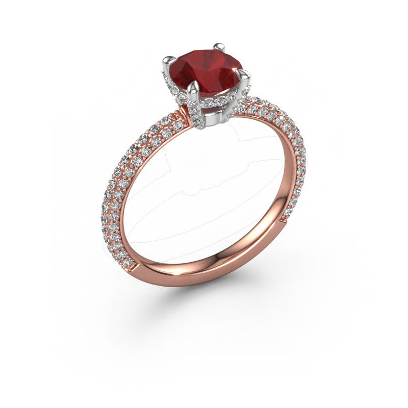 Engagement ring Saskia RND 2 585 rose gold ruby 7 mm