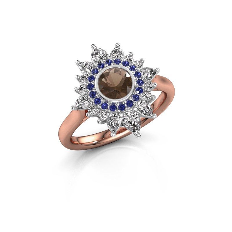 Image of Engagement ring Tianna 585 rose gold smokey quartz 5 mm