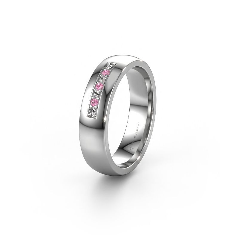 Wedding ring WH0112L25BP 585 white gold pink sapphire ±5x2 mm