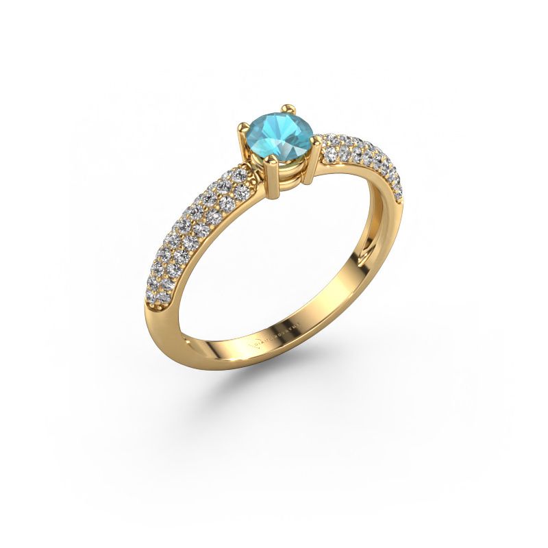 Engagement ring Marjan 585 gold blue topaz 4.2 mm