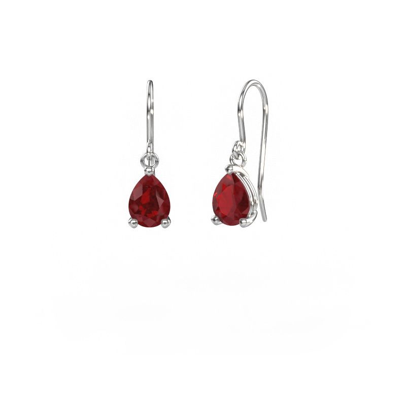 Pendants d'oreilles Laurie PER 1 950 platine rubis 8x6 mm