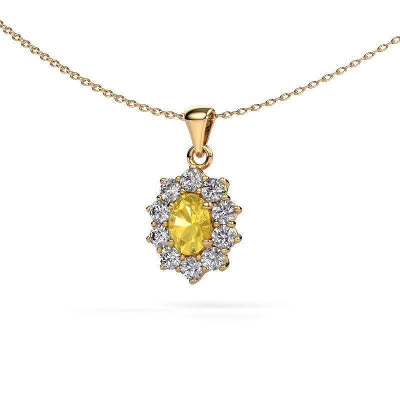 Pendentif Leesa 585 or jaune saphir jaune 7x5 mm
