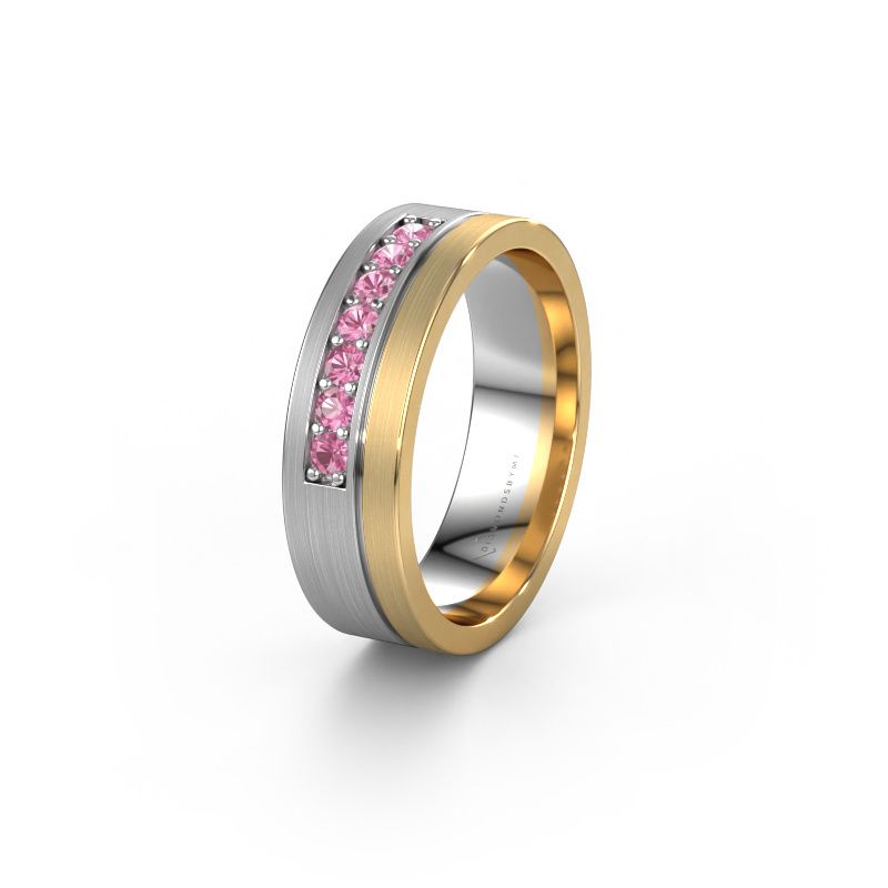 Wedding ring WH0312L16AM 585 white gold pink sapphire ±6x1.7 mm