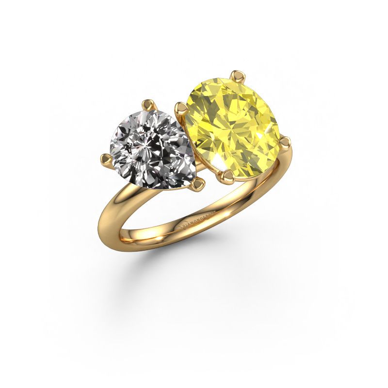 Engagement ring Toi et Moi OVL-PER 585 gold yellow lab grown diamond 8x6 mm