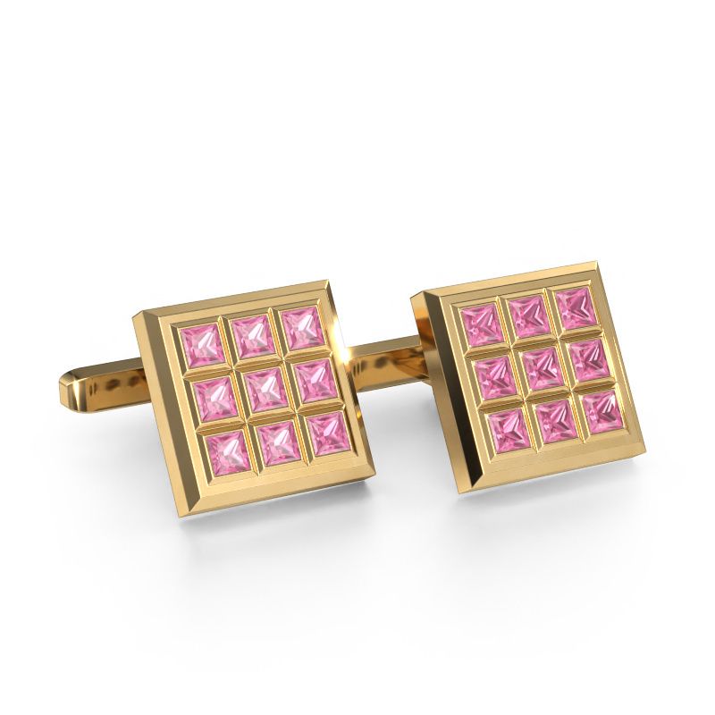 Manchetknopen Clen 585 goud roze saffier 3 mm