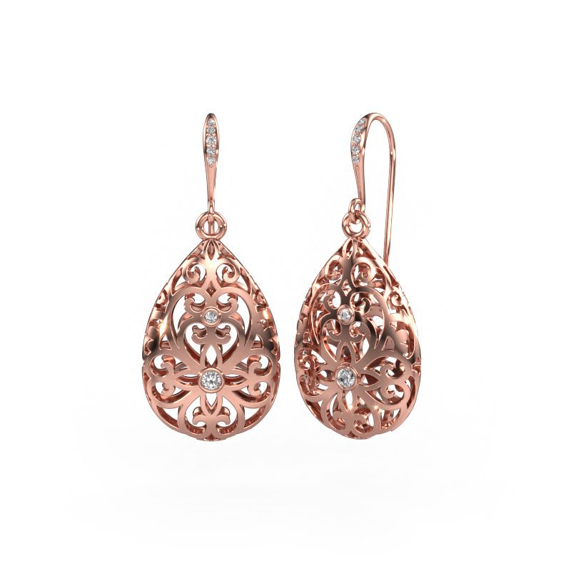 Oorhangers Idalia 2 585 rosé goud diamant 0.105 crt