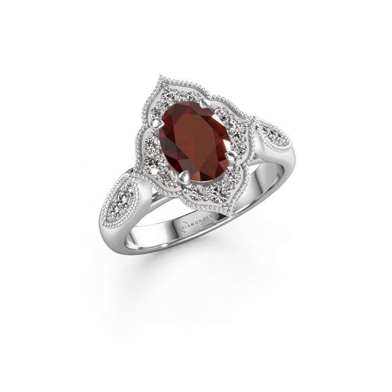 Bague de fiançailles Rosan 950 platine grenat 8x6 mm