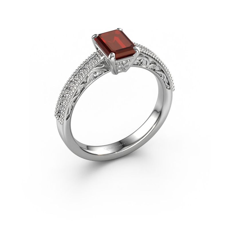Engagement ring Shonta EME 950 platinum garnet 7x5 mm