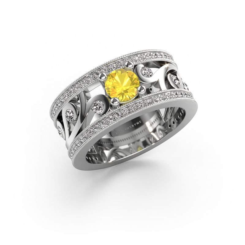 Ring Sanne 585 white gold yellow sapphire 5 mm