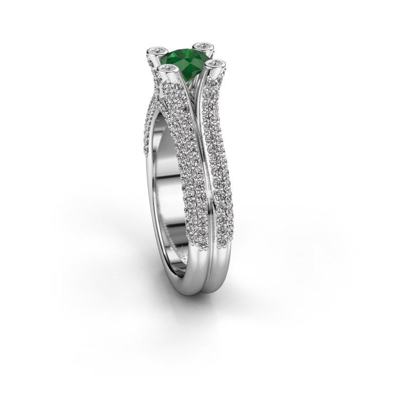 Afbeelding van Verlovingsring Stefanie 2<br/>585 witgoud<br/>Smaragd 5 mm
