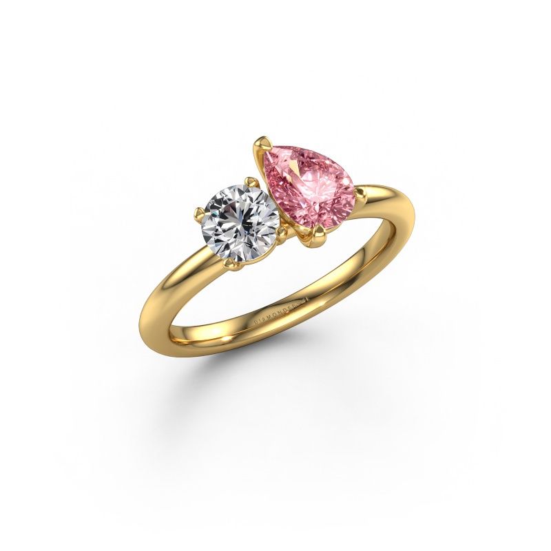 Engagement ring Toi et Moi PER-RND 585 gold pink lab grown diamond 7x5 mm